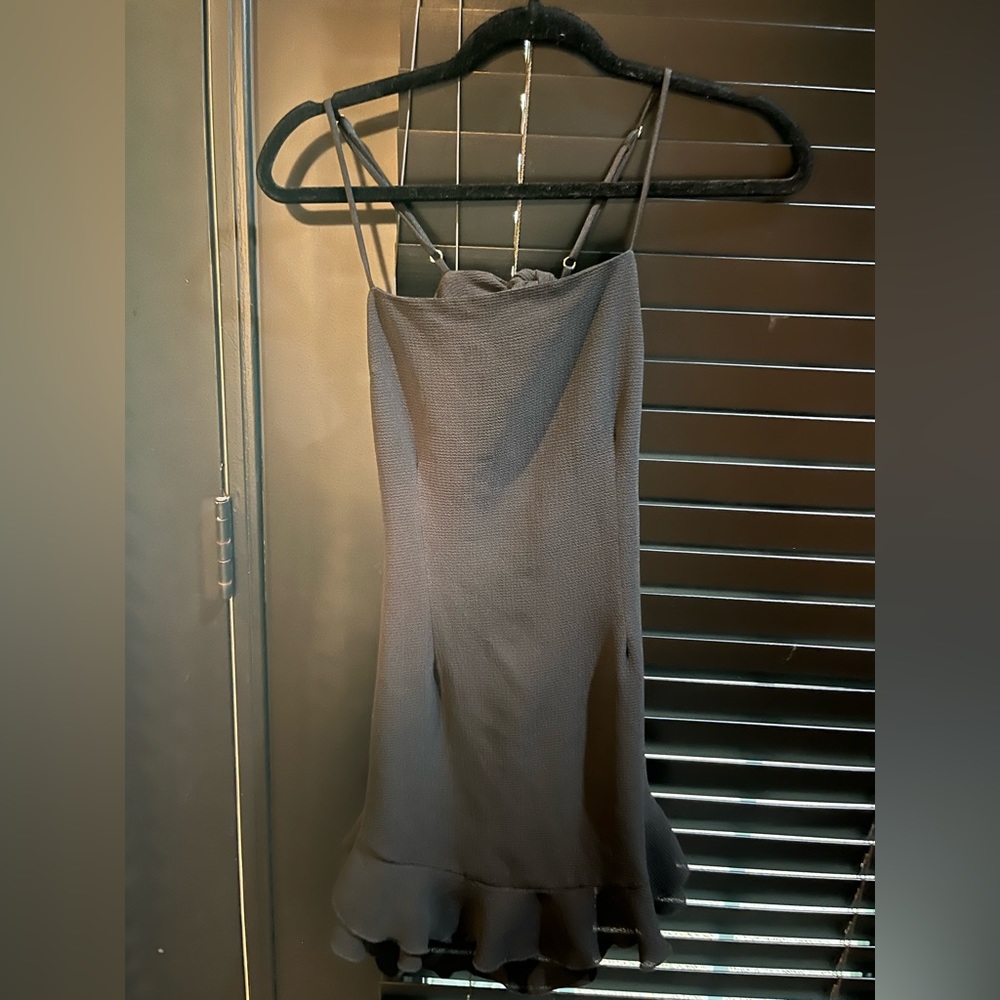 Black formal dress with ties in the back